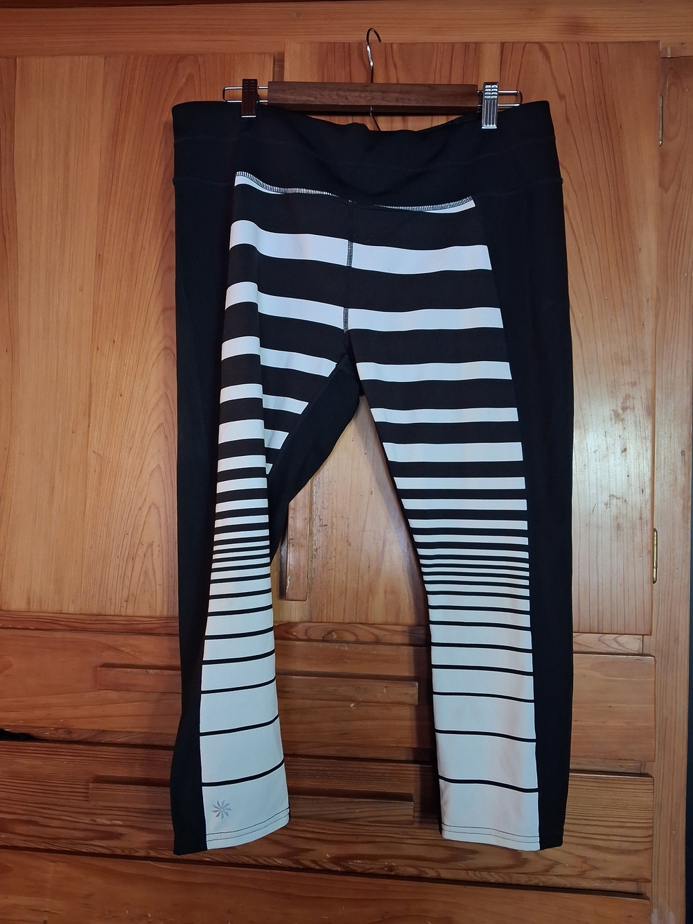Athleta Black and White Striped Active Leggings